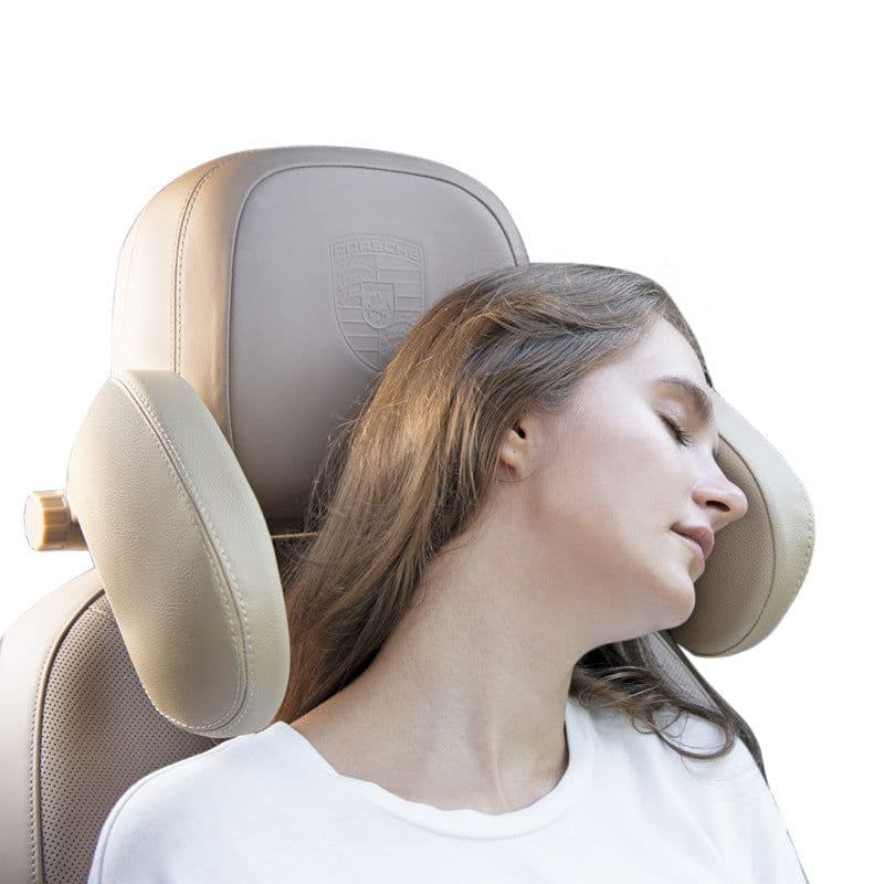 image-Car headrest pillow Sleep Adjustable Side Car Soft Travel Seat Headrest Auto Leather Support Neck Pillow Cushion car accessories