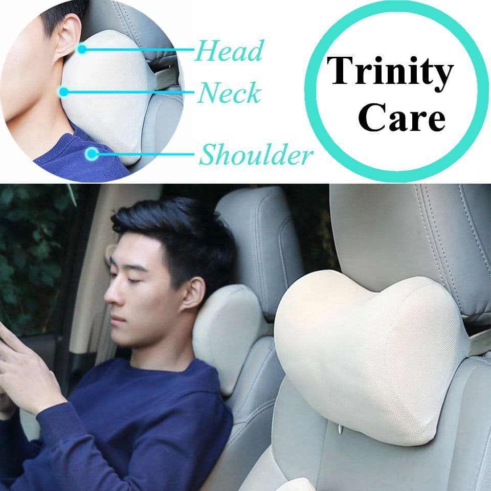 image-Car Headrest Neck Pillow For Seat Chair In Auto Memory Foam Cushion Fabric Cover Soft Head Rest Travel Support