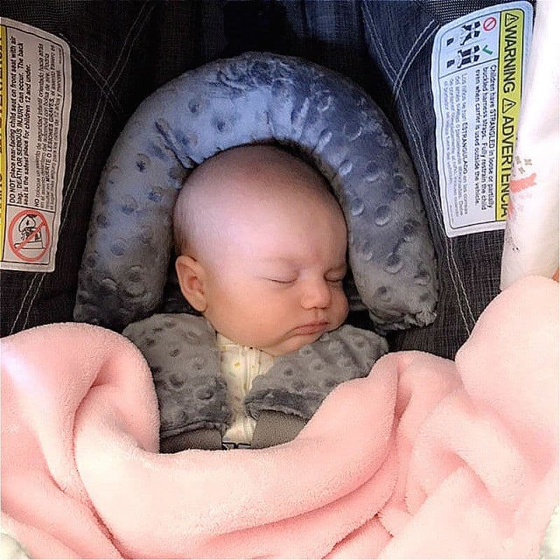 image-Baby Car Safety Soft Sleeping Head Support Pillow with Matching Seat Belt Strap Covers Baby Carseat Neck Protection Headrest
