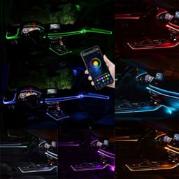 image-Auto LED RGB Interior Atmosphere Strip Light Decorative Foot Lamp With USB Wireless Remote Music Control Multiple Modes For Car