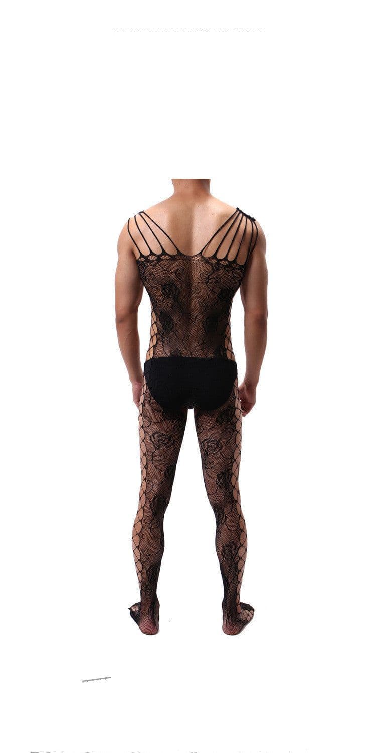 image-Men's Plus Size Jumpsuit Mesh Net Socks High Elasticity Hollow