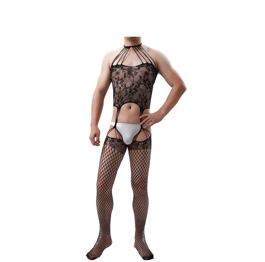 image-Polyester Ultra-thin High-stretch Men's Pantyhose Fishnet Socks