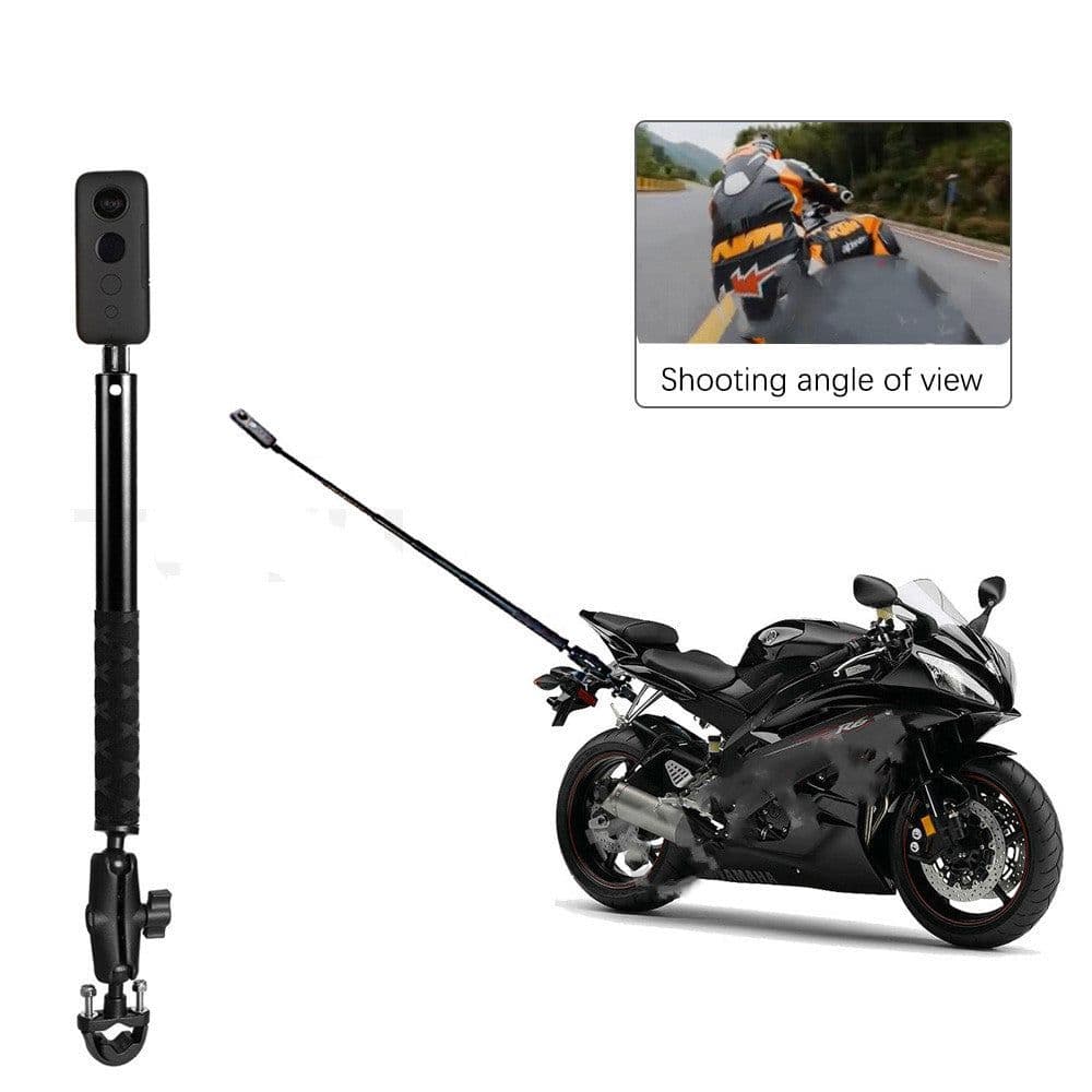 image-TUYU Motorcycle Bike Invisible Selfie Stick Monopod Handlebar Mount Bracket for GoPro Max 9 Insta360 One R X2 Camera Accessories
