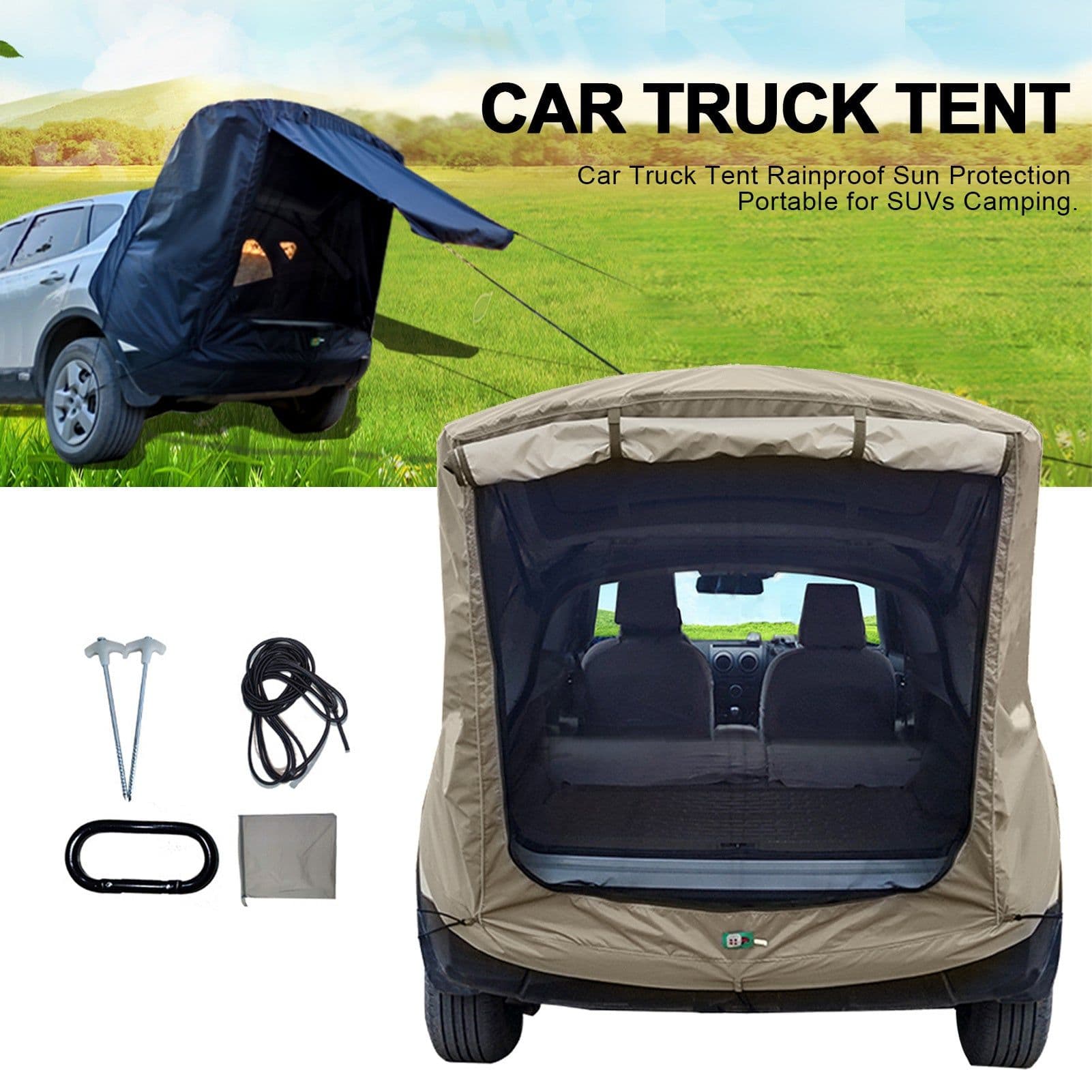 image-Car Trunk Extension Tent At The Rear Of The Car
