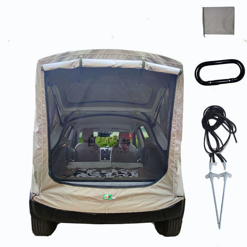 image-Car Trunk Extension Tent At The Rear Of The Car