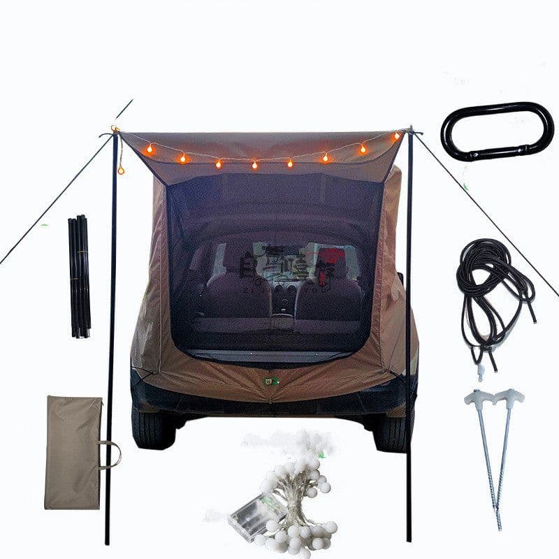 image-Car Trunk Extension Tent At The Rear Of The Car