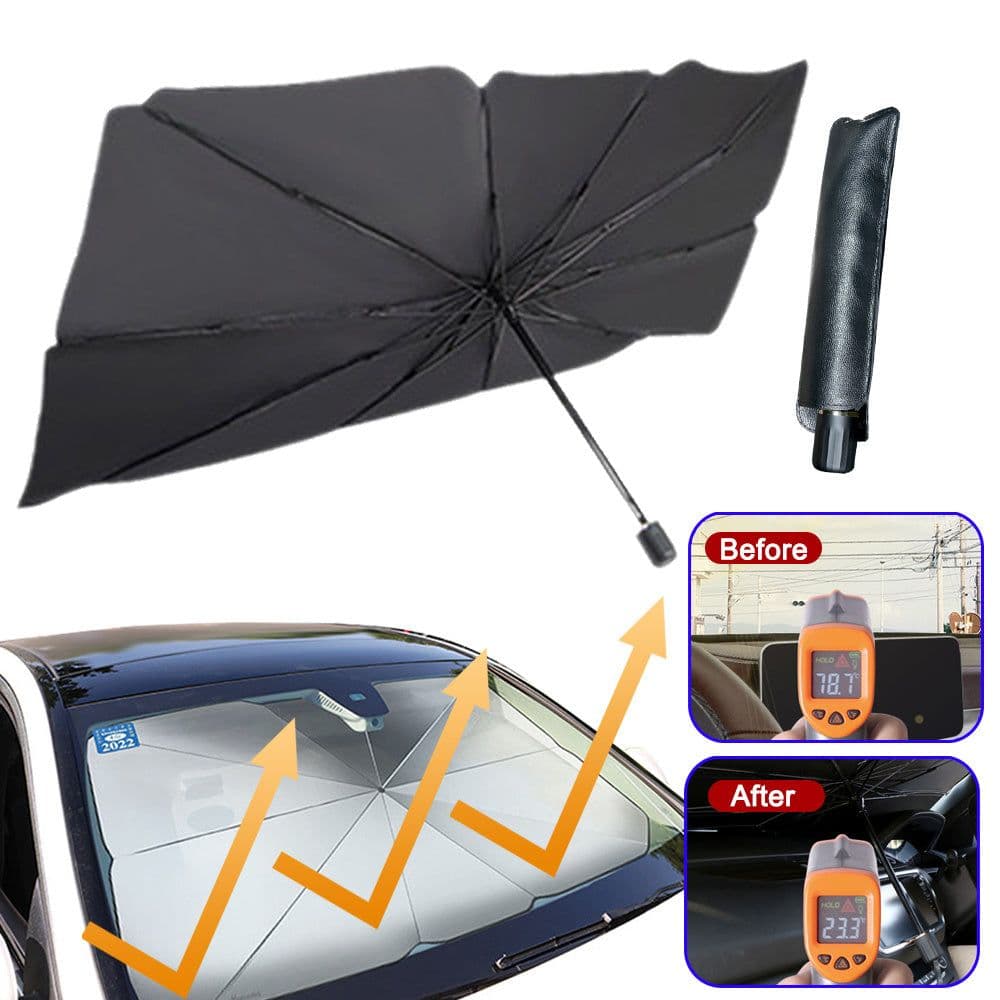image-Foldable Car Windshield Sun Shade Umbrella UV Protection Heat Insulation Parasol Auto Front Window Cover Interior Protector Summer Gadgets
