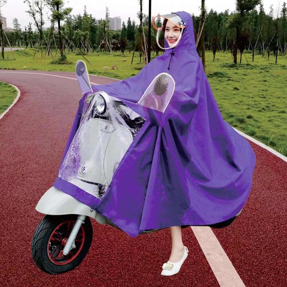 image-Double Electric Bike Raincoat Motorcycle Poncho Double Big Brim Bike