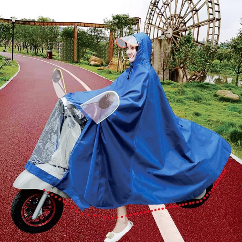 image-Double Electric Bike Raincoat Motorcycle Poncho Double Big Brim Bike