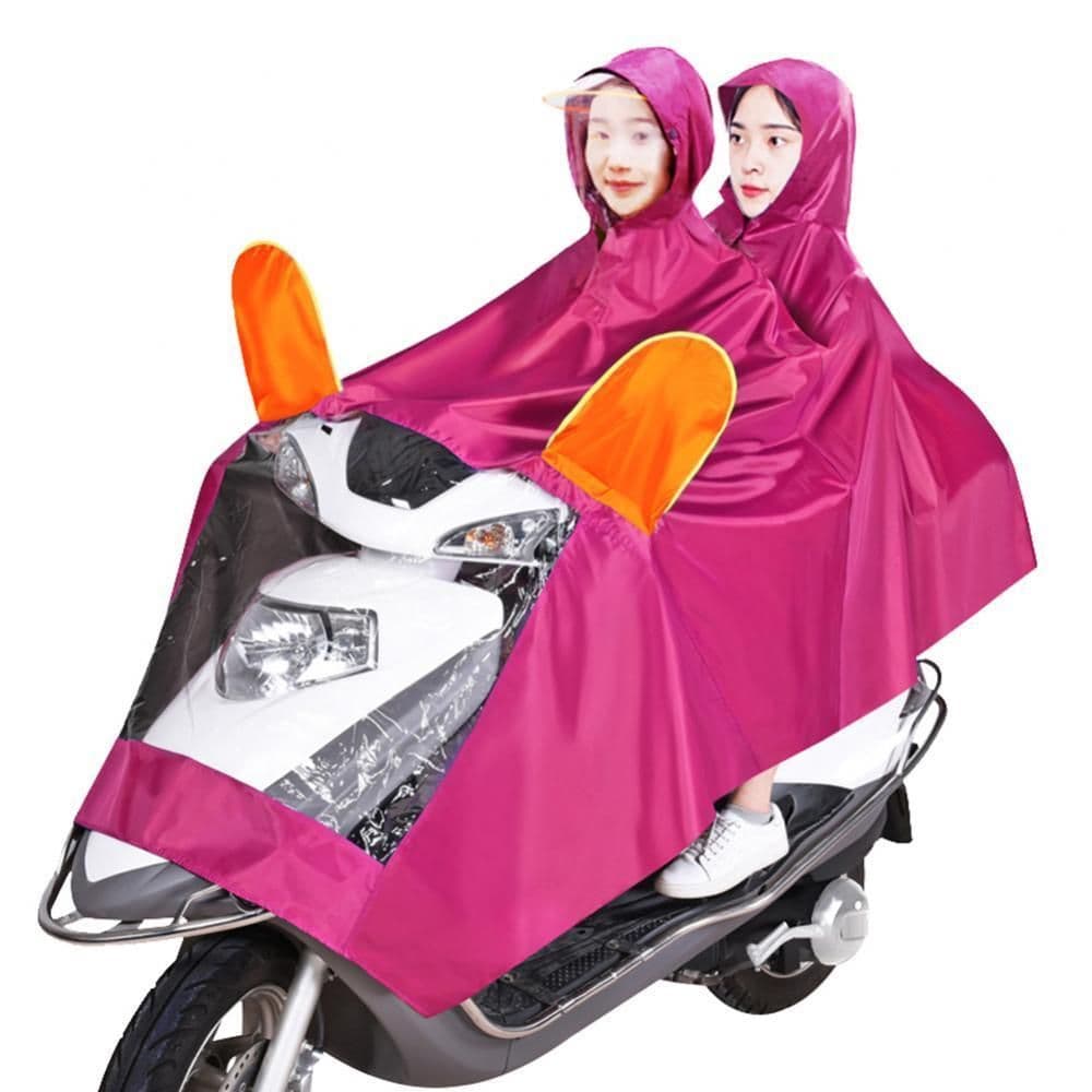 image-Double Electric Bike Raincoat Motorcycle Poncho Double Big Brim Bike