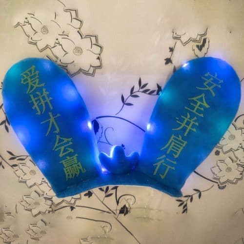 image-Rabbit Glow Ears Locomotive Ski Helmet Ornaments Velcro Bottom