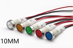 image-10mm Stainless Steel Edge Plastic Indicator Light Light With Wire Flat End Metal