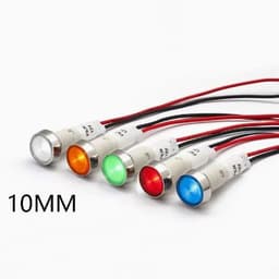 image-10mm Stainless Steel Edge Plastic Indicator Light Light With Wire Flat End Metal