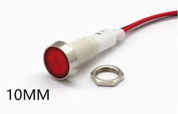 image-10mm Stainless Steel Edge Plastic Indicator Light Light With Wire Flat End Metal