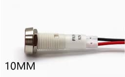 image-10mm Stainless Steel Edge Plastic Indicator Light Light With Wire Flat End Metal