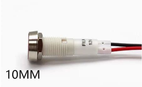 image-10mm Stainless Steel Edge Plastic Indicator Light Light With Wire Flat End Metal