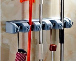 image-Plastic Mop Hook Wall Hanging Multifunctional Card Holder Drop Mop Rack Bathroom Broom Hanger