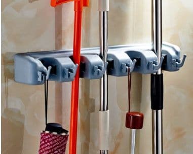 image-Plastic Mop Hook Wall Hanging Multifunctional Card Holder Drop Mop Rack Bathroom Broom Hanger