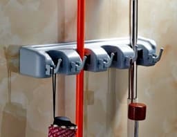 image-Plastic Mop Hook Wall Hanging Multifunctional Card Holder Drop Mop Rack Bathroom Broom Hanger