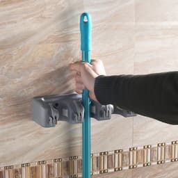 image-Plastic Mop Hook Wall Hanging Multifunctional Card Holder Drop Mop Rack Bathroom Broom Hanger