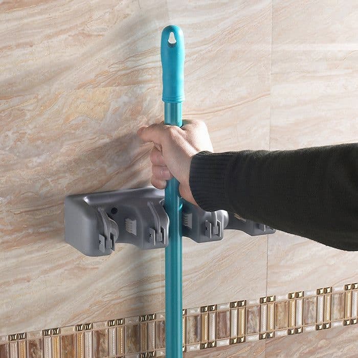 image-Plastic Mop Hook Wall Hanging Multifunctional Card Holder Drop Mop Rack Bathroom Broom Hanger