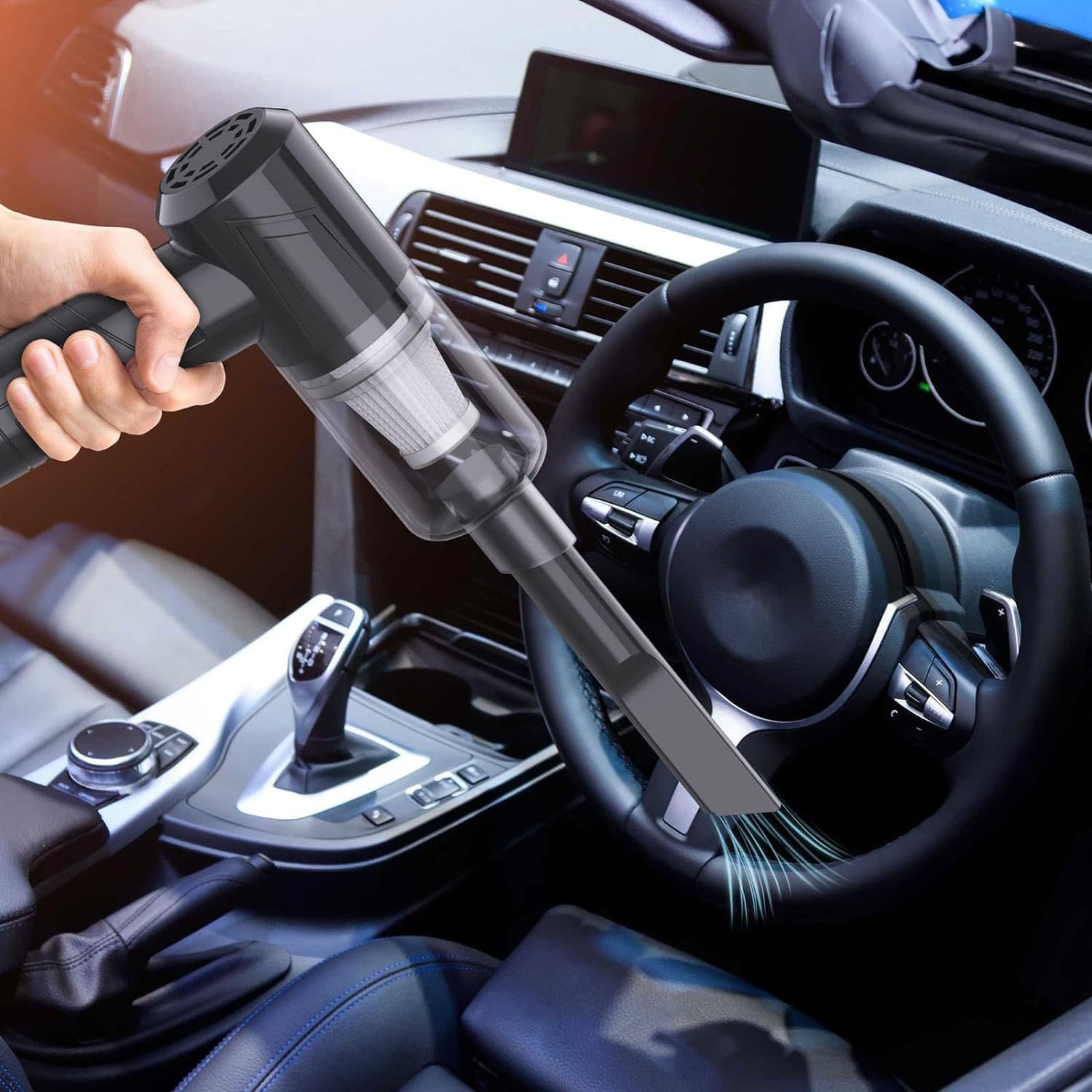 image-Powerful Handheld Vacuum Cleaner For Car Home Cleaning Cordless, Rechargeable 2 In 1 Mini Vacuum Blower 18000PA Suction Lightweight Portable Black