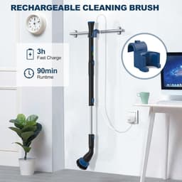 image-Electric Spin Scrubber, Cordless Cleaning Brush With 4 Replaceable Brush Heads And Adjustable Extension Handle Power Shower Scrubber For Bathroom, Kitchen, Tub, Tile, Floor