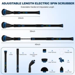 image-Electric Spin Scrubber, Cordless Cleaning Brush With 4 Replaceable Brush Heads And Adjustable Extension Handle Power Shower Scrubber For Bathroom, Kitchen, Tub, Tile, Floor