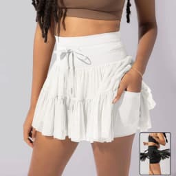 image-High Waist Dress Lace-up Sports Skirt With Anti-exposure Safety Pants Summer Fashion Pleated Skirt Womens Clothing