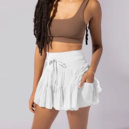 image-High Waist Dress Lace-up Sports Skirt With Anti-exposure Safety Pants Summer Fashion Pleated Skirt Womens Clothing