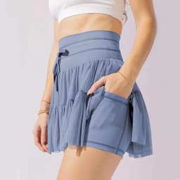 image-High Waist Dress Lace-up Sports Skirt With Anti-exposure Safety Pants Summer Fashion Pleated Skirt Womens Clothing