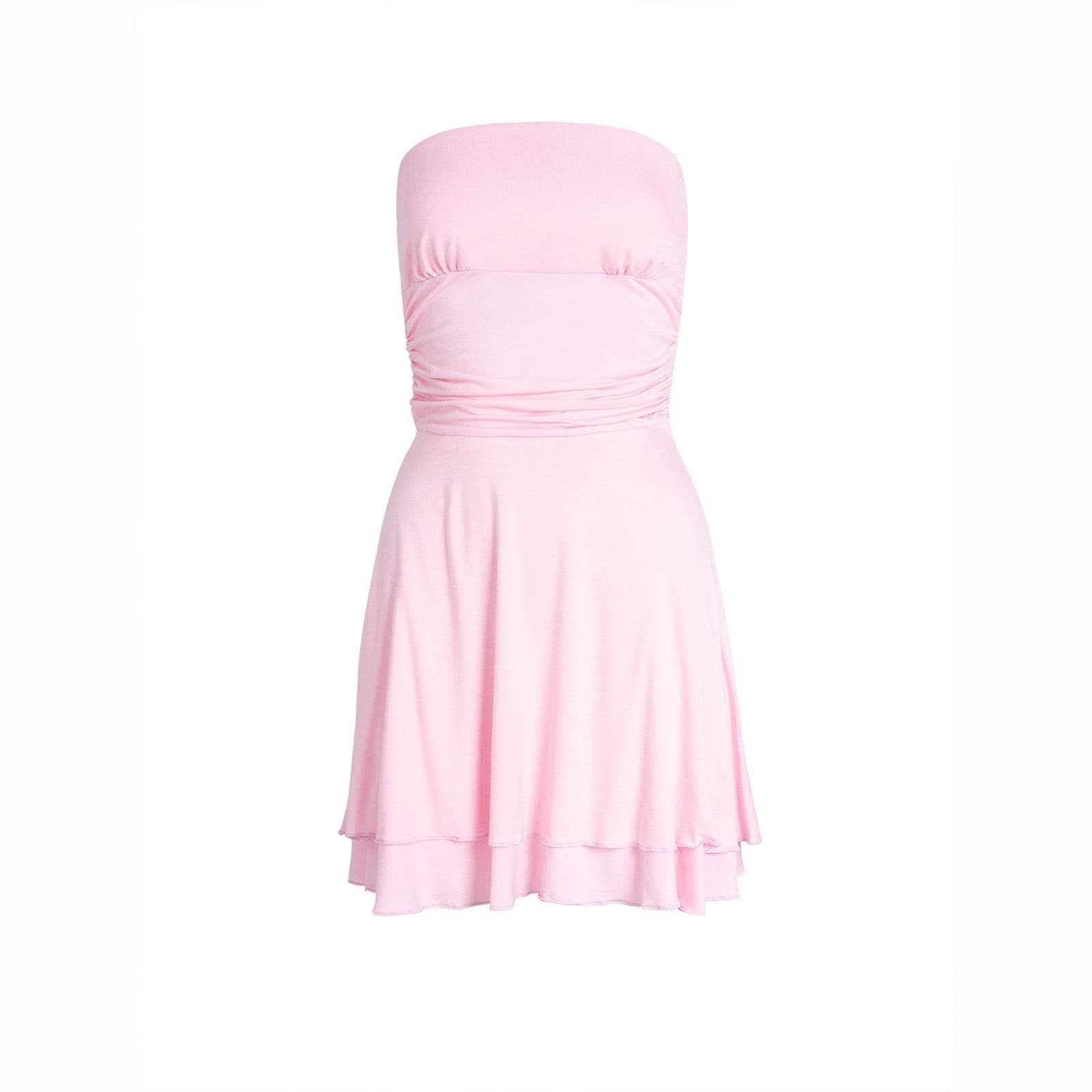 image-Y2K Tube-top Short Dress Summer Sexy Pleated Tight Dresses For Womens Clothing