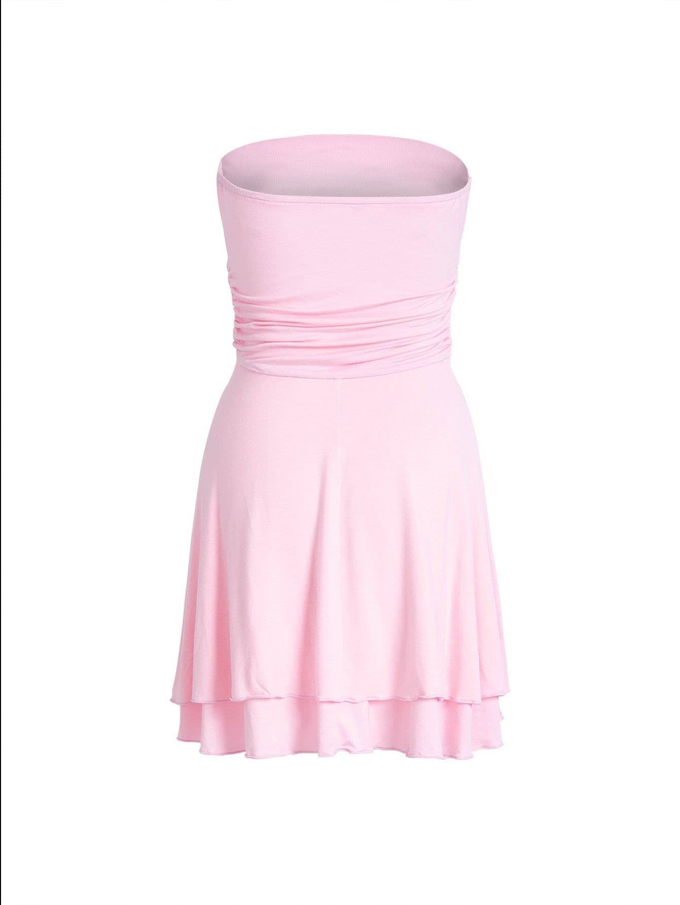 image-Y2K Tube-top Short Dress Summer Sexy Pleated Tight Dresses For Womens Clothing
