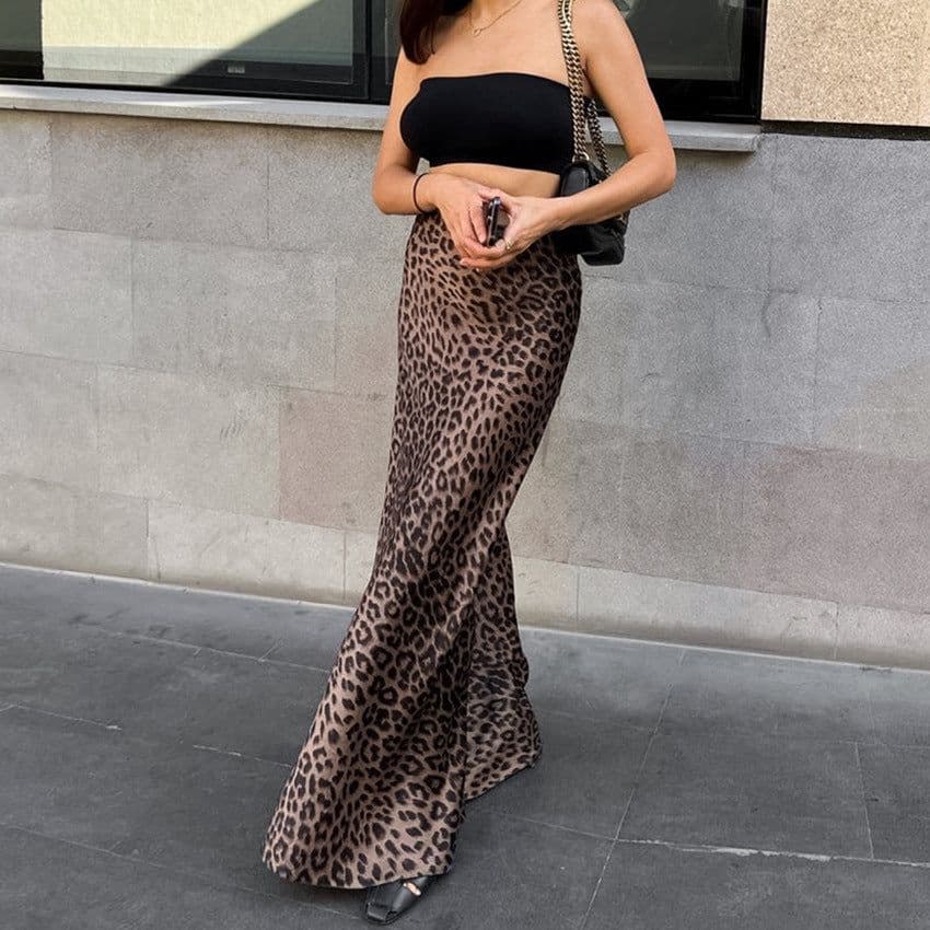 image-Leopard Print Dress Fashion Mermaid Skirt Womens Clothing
