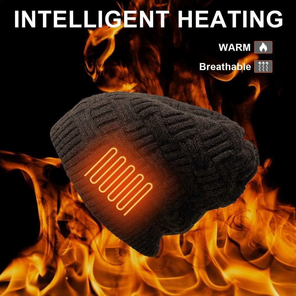 image-Unisex Fleece Hat Winter Warm Hat USB Rechargeable Electric Heating Hat For Outdoor Climbing Riding Fishing Hiking Accessory