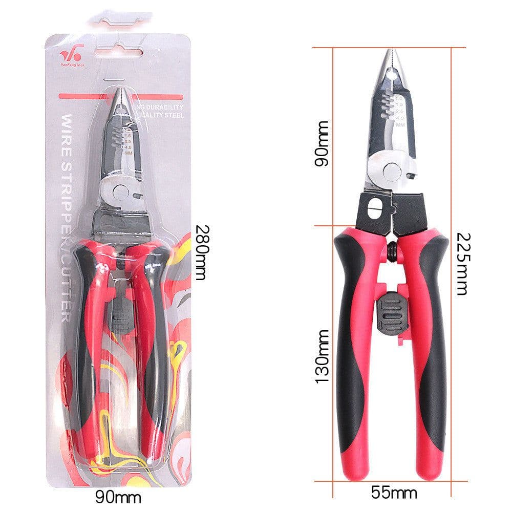 image-9-Inch Six-In-One Multifunctional Electrician's Pliers, Wire Stripper, Crimping Pliers