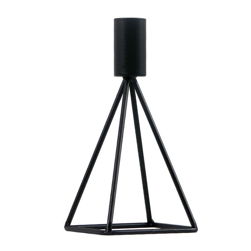 image-Candle Holder Candlelight Dinner Props Romantic Iron Art Household Simple Single Head Candle Holder Black Candle Holder