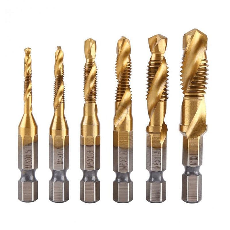 image-Cross-Border Hexagonal Shank Compound Tap High-Speed Steel Three-In-One Machine Tap Drill Bit Tapping Drill Integrated Spiral Tap