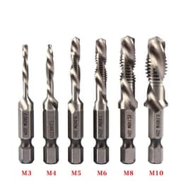 image-Cross-Border Hexagonal Shank Compound Tap High-Speed Steel Three-In-One Machine Tap Drill Bit Tapping Drill Integrated Spiral Tap