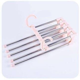 image-Household Multifunctional Stainless Steel Hanger, Two Hanging Pants Rack