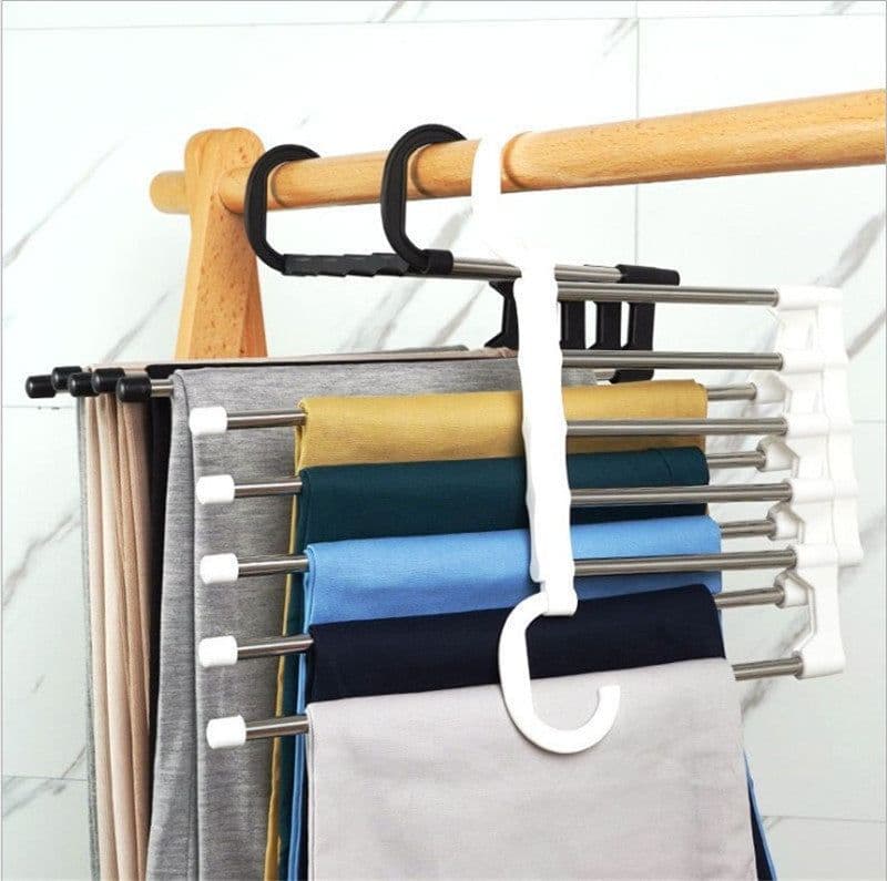 image-Household Multifunctional Stainless Steel Hanger, Two Hanging Pants Rack
