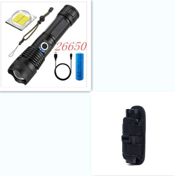image-Strong Light Flashlight, Rechargeable, Zoom Power Display, Outdoor Super Bright And Portable