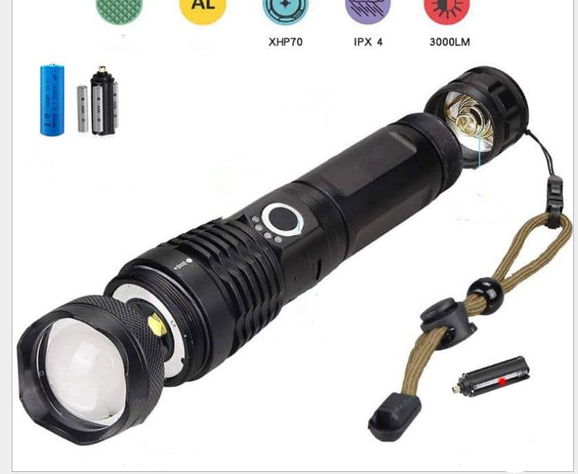 image-Strong Light Flashlight, Rechargeable, Zoom Power Display, Outdoor Super Bright And Portable