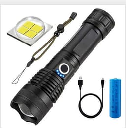 image-Strong Light Flashlight, Rechargeable, Zoom Power Display, Outdoor Super Bright And Portable