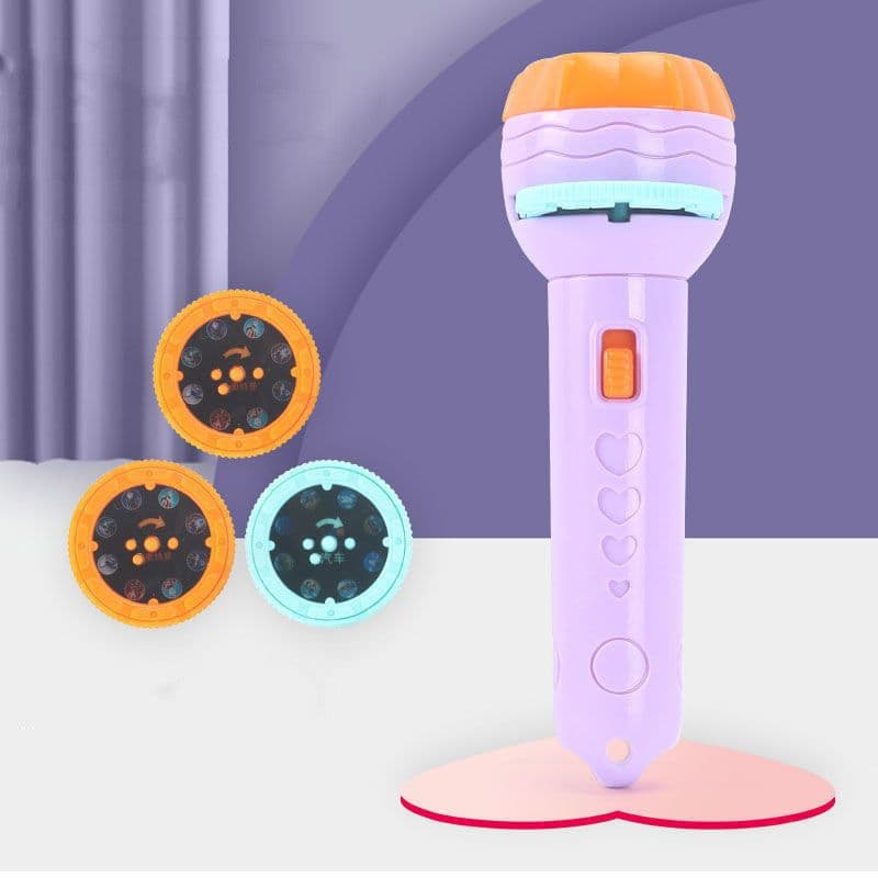 image-Cartoon Projection Flashlight 80 Patterns Creative Children Flashlight Toy Projector Baby Toys Bedtime Story Book