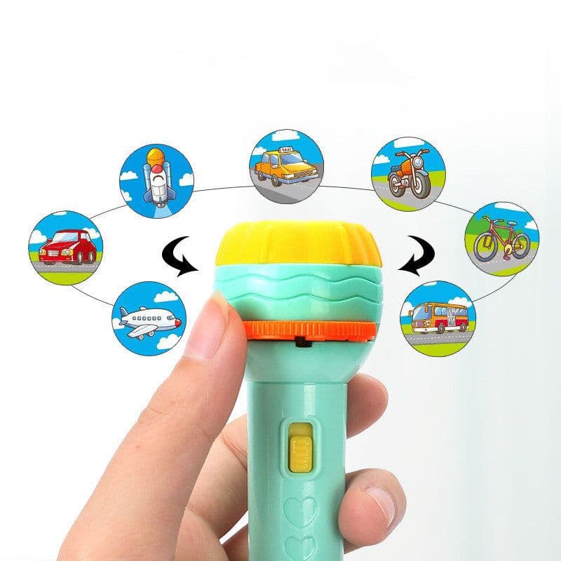 image-Cartoon Projection Flashlight 80 Patterns Creative Children Flashlight Toy Projector Baby Toys Bedtime Story Book