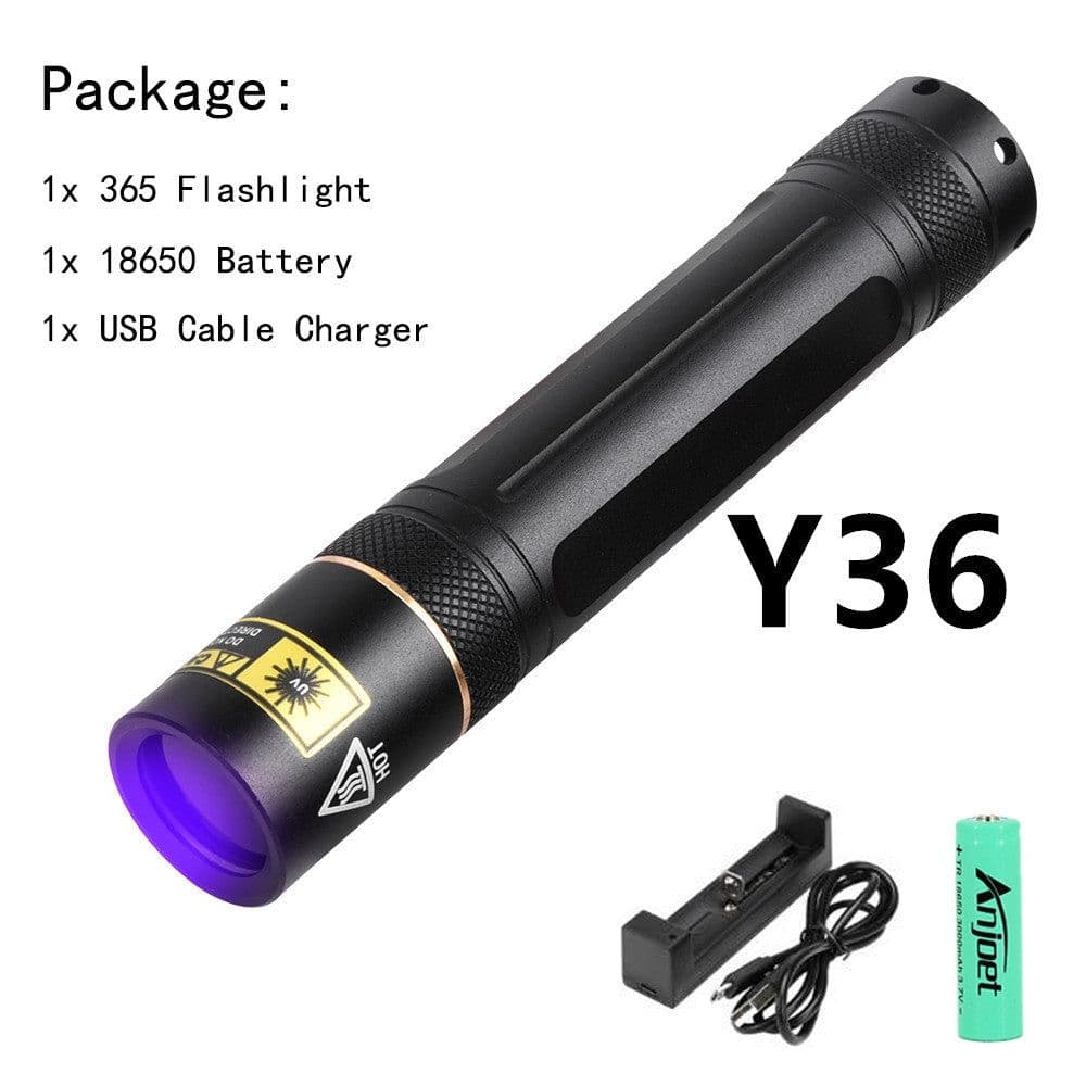 image-Y36 365nm 8006 365nm UV Fluorescent Agent Detection Woods Lamp Flashlight