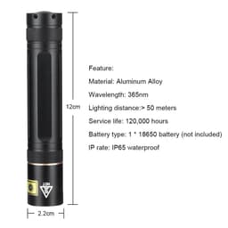 image-Y36 365nm 8006 365nm UV Fluorescent Agent Detection Woods Lamp Flashlight