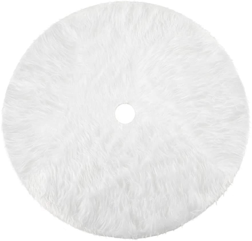 image-White Christmas Tree Skirt Plush Faux Fur Xmas Tree Carpet Merry Christmas Tree Decorations Ornament New Year Navidad Home Decor