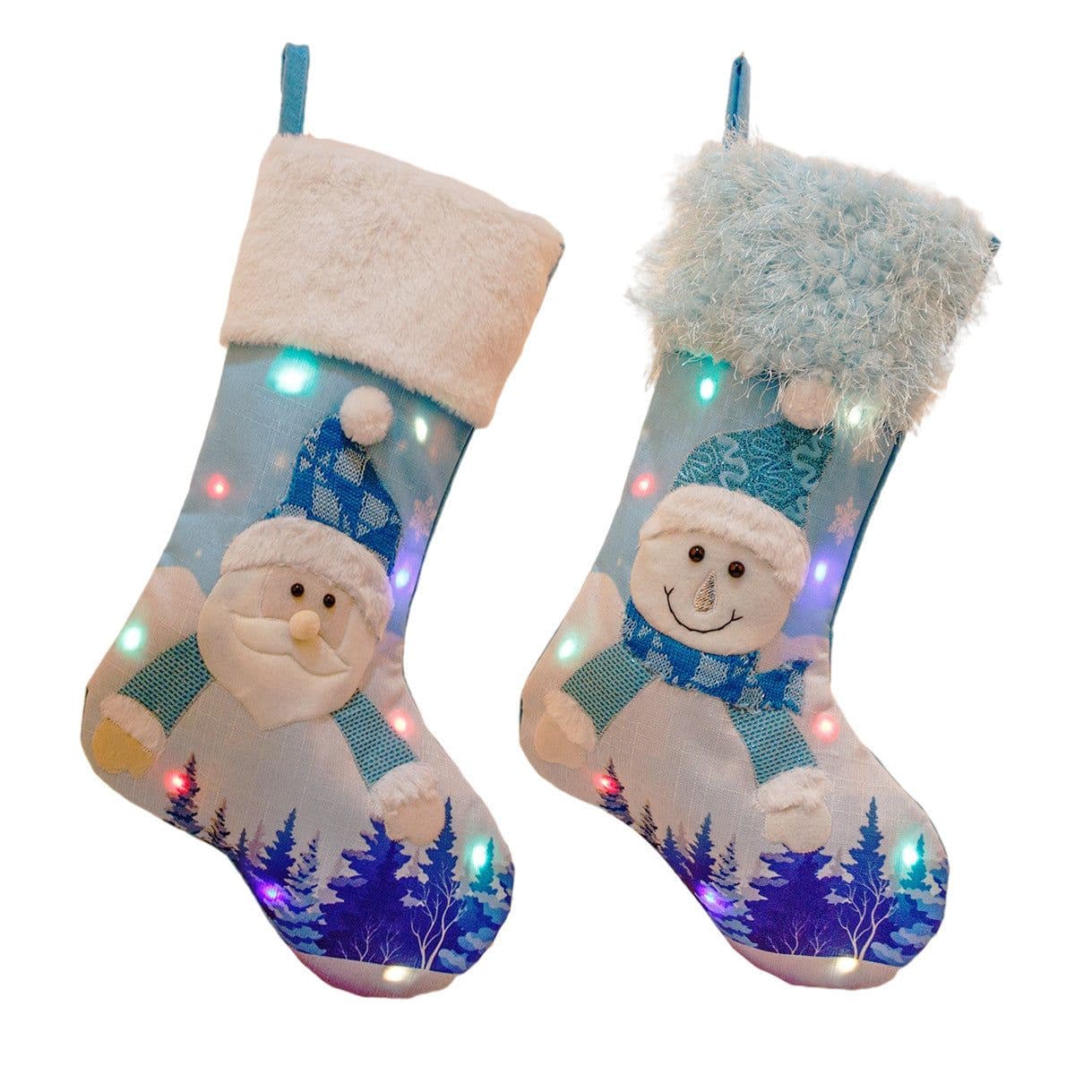 image-New Year Christmas Decor For Home Glowing Large Christmas Socks Gift Candy Bag With Lights Christmas Ornaments